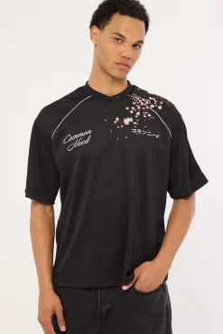 Sakura V Neck Jersey Off Black