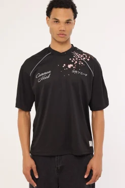 Sakura V Neck Jersey Off Black