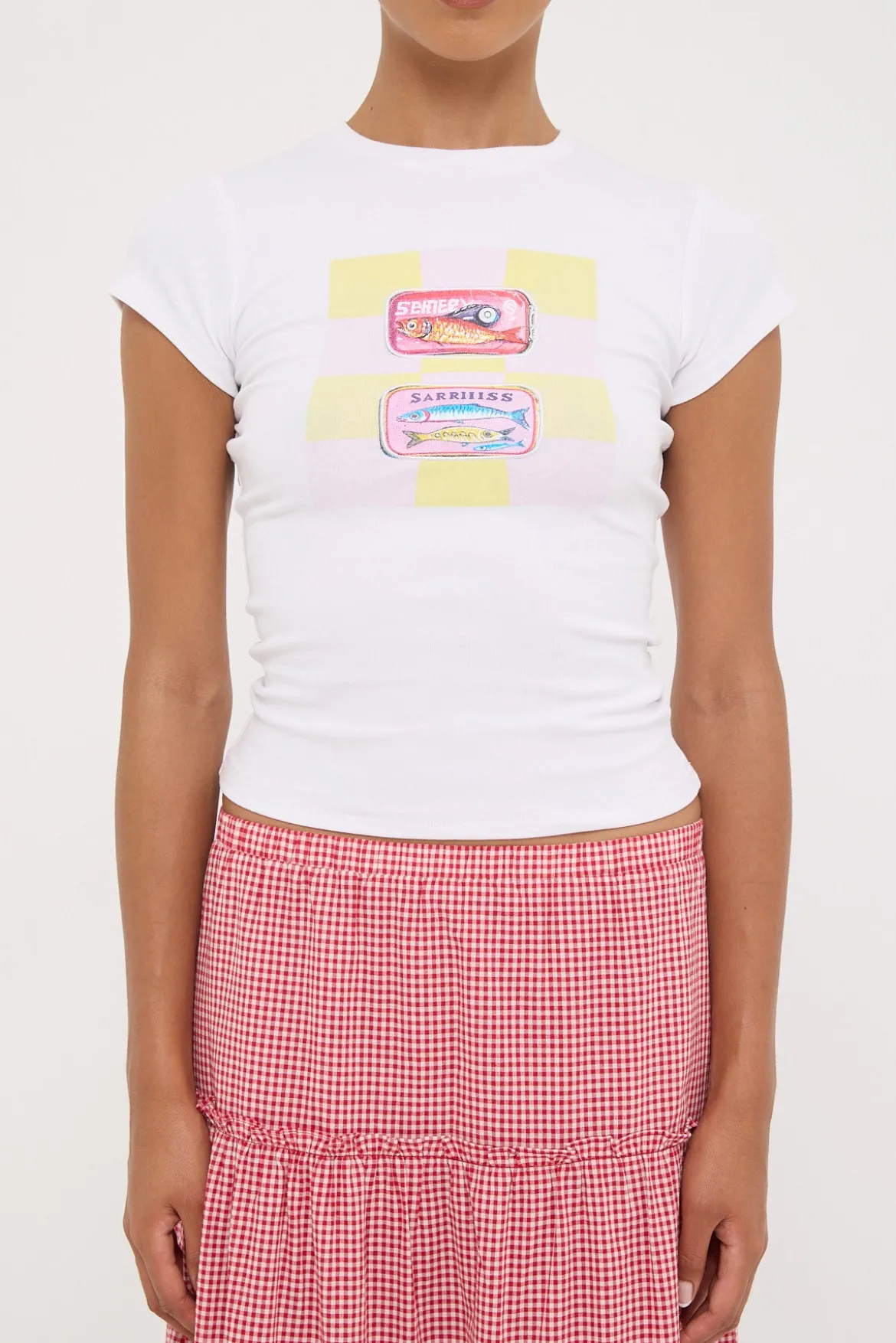 Salty Sardines Baby Tee White