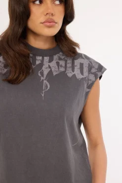 Sanctum Cropped Muscle Tank Washed Black