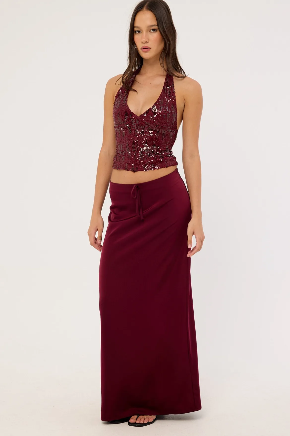 Sarinem Skirt Satin Burgundy