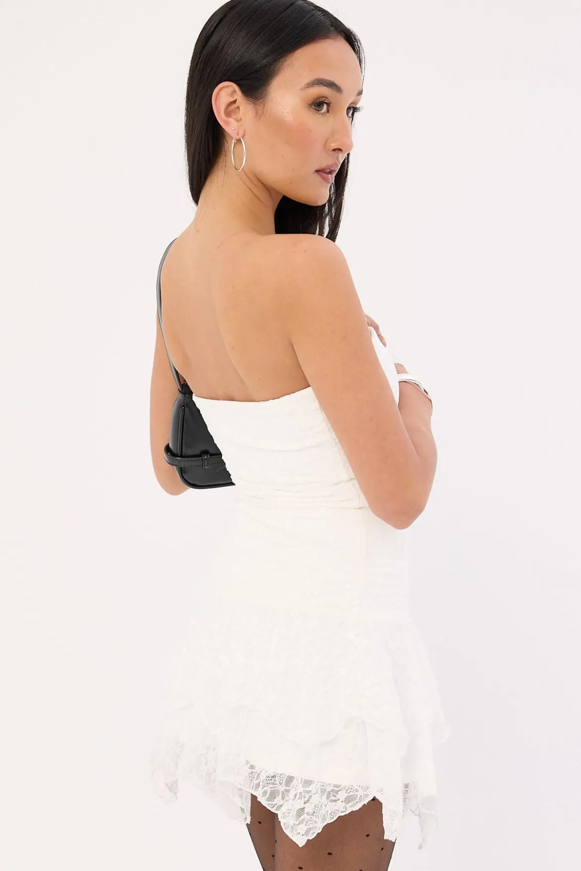 Sasha Strapless Asymmetrical Mini Dress White