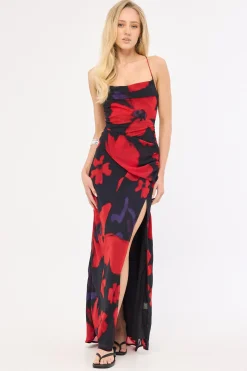 Saskia Chiffon Maxi Dress Black Print