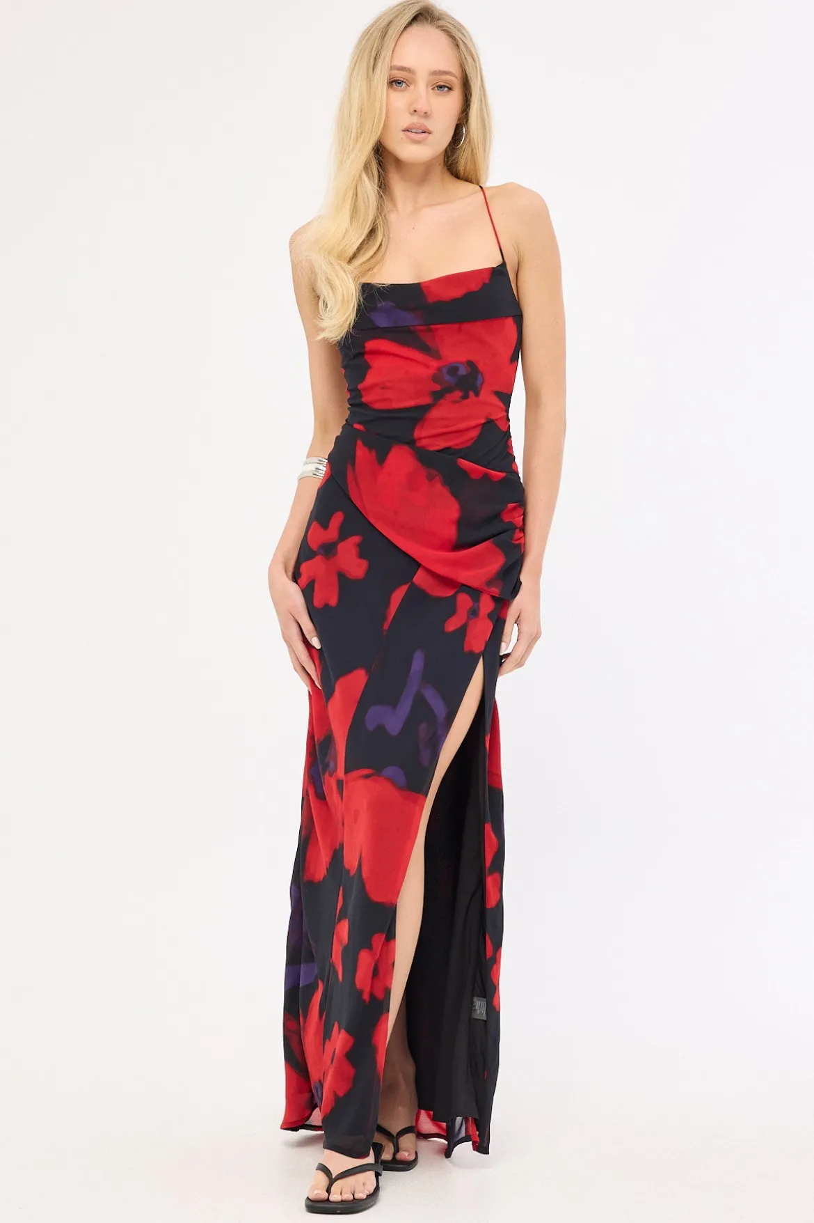 Saskia Chiffon Maxi Dress Black Print