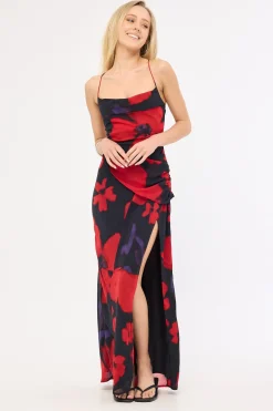 Saskia Chiffon Maxi Dress Black Print