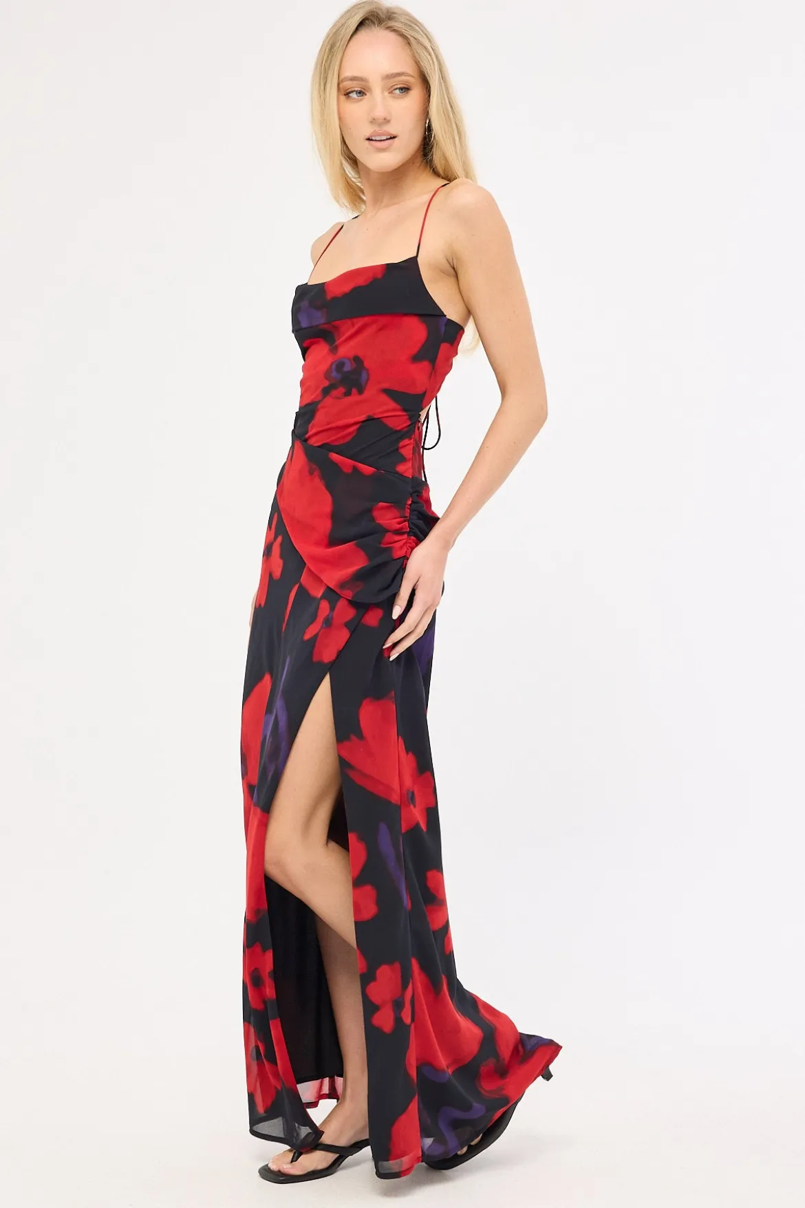 Saskia Chiffon Maxi Dress Black Print