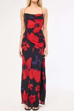 Saskia Chiffon Maxi Dress Black Print