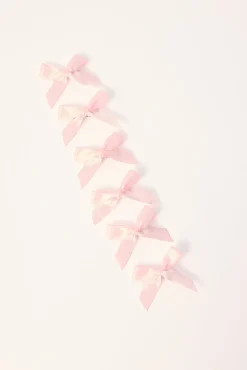 Satin Bow Hair Clip Pack Pink