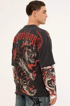 Savage Layered Long Sleeve Tee Night Black