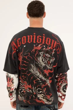 Savage Layered Long Sleeve Tee Night Black