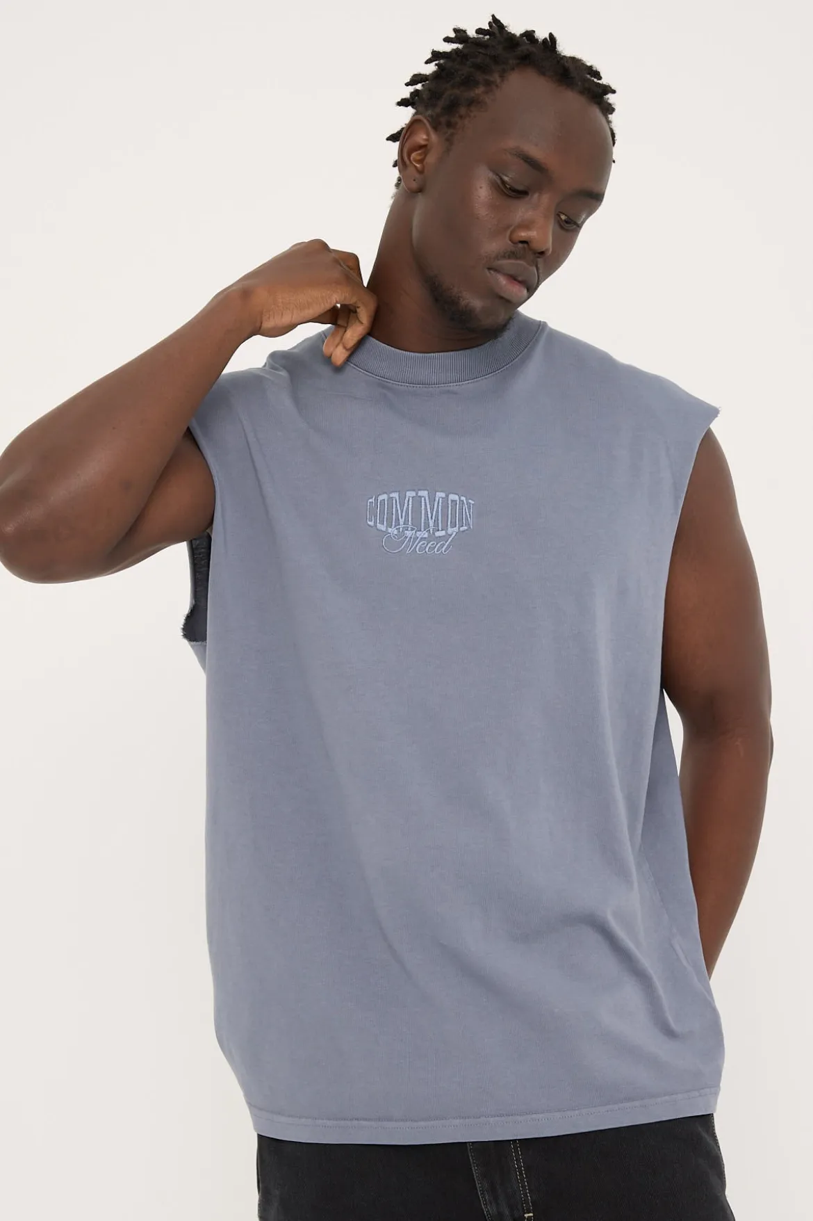 Scholar Heavyweight Muscle Tank Washed Blue