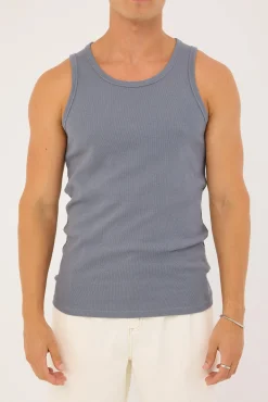 Scoop Neck Singlet Blue