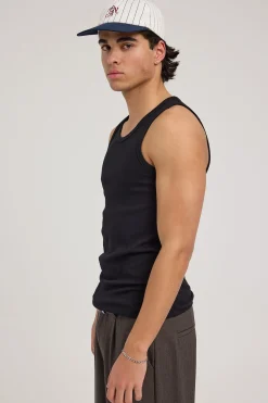 Scoop Neck Singlet Tank Black