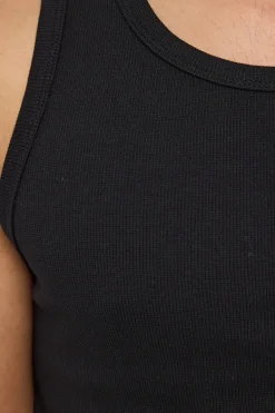 Scoop Neck Singlet Tank Black