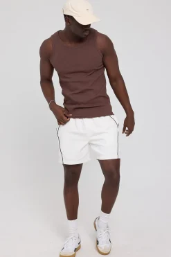 Scoop Neck Singlet Tank Coffee Brown