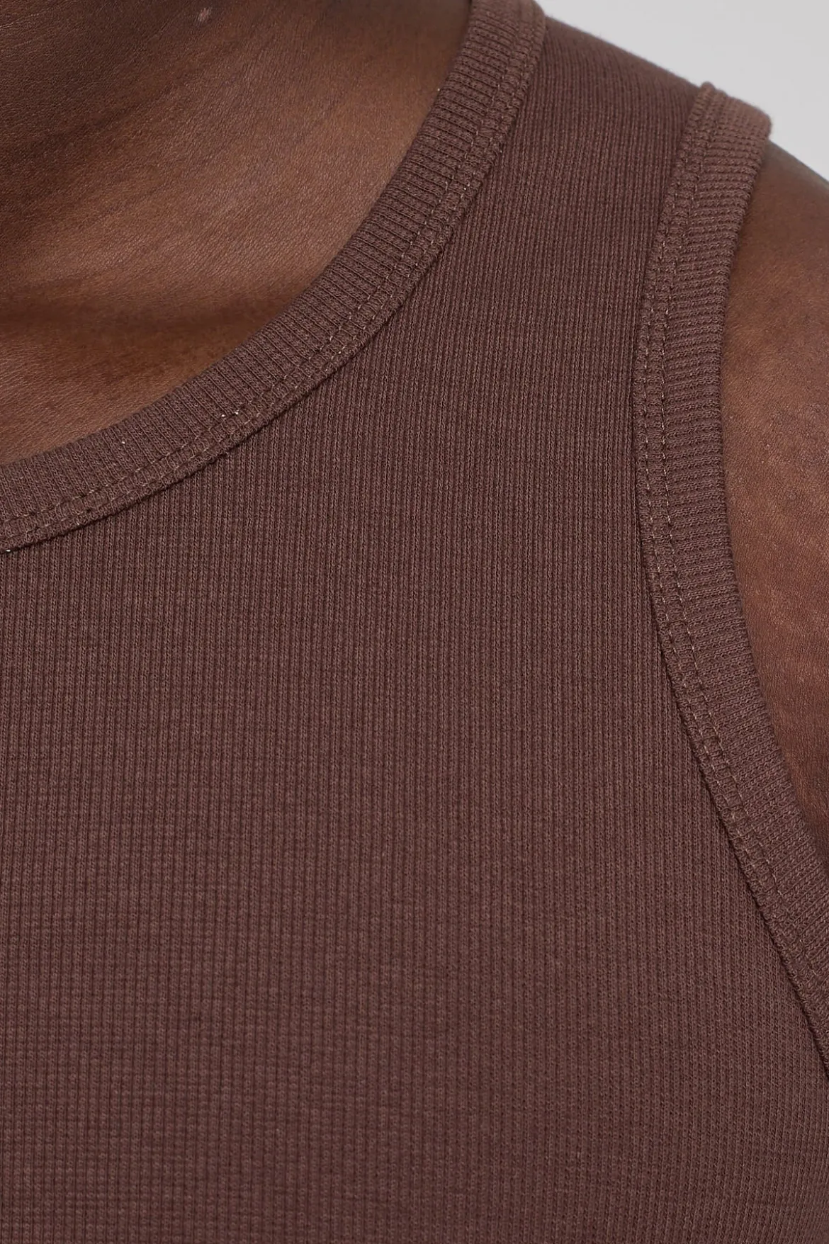 Scoop Neck Singlet Tank Coffee Brown