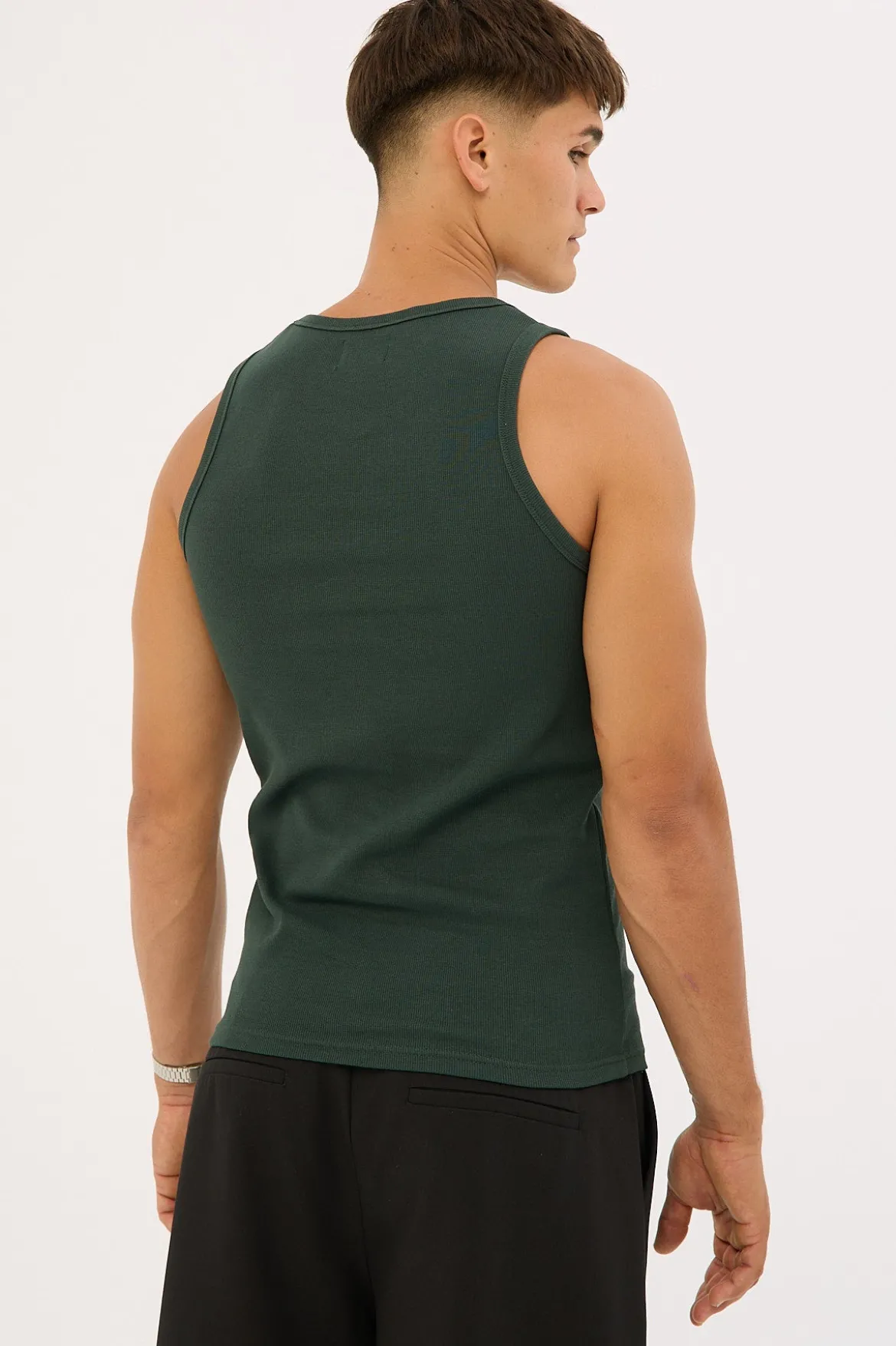 Scoop Neck Singlet Tank Dark Green