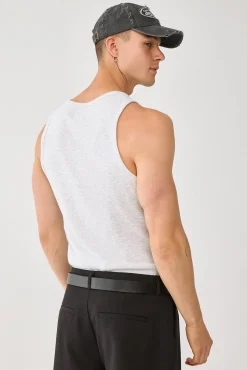 Scoop Neck Singlet Tank Snow Marle