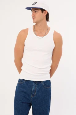 Scoop Neck Singlet Tank White