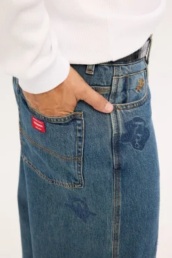 Scratch Big Dawg Baggy Jean Dirty Mid Blue