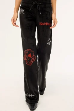 Scratch Velour Tracksuit Pants Black