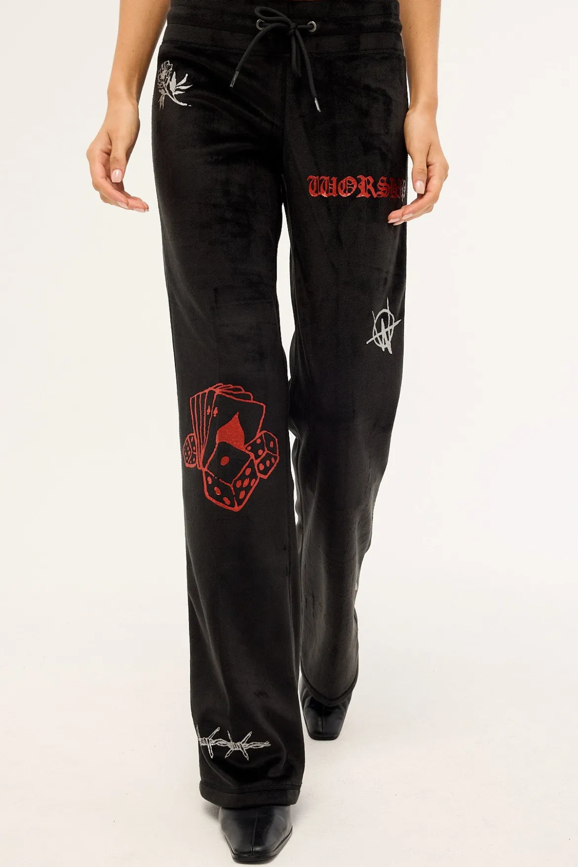 Scratch Velour Tracksuit Pants Black