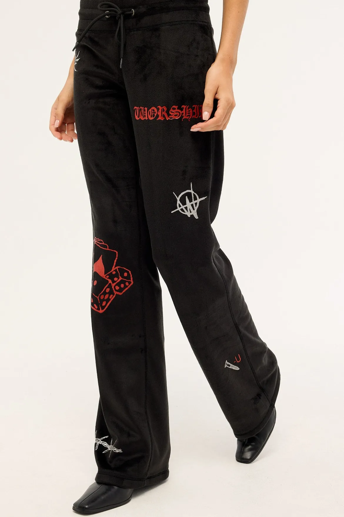 Scratch Velour Tracksuit Pants Black