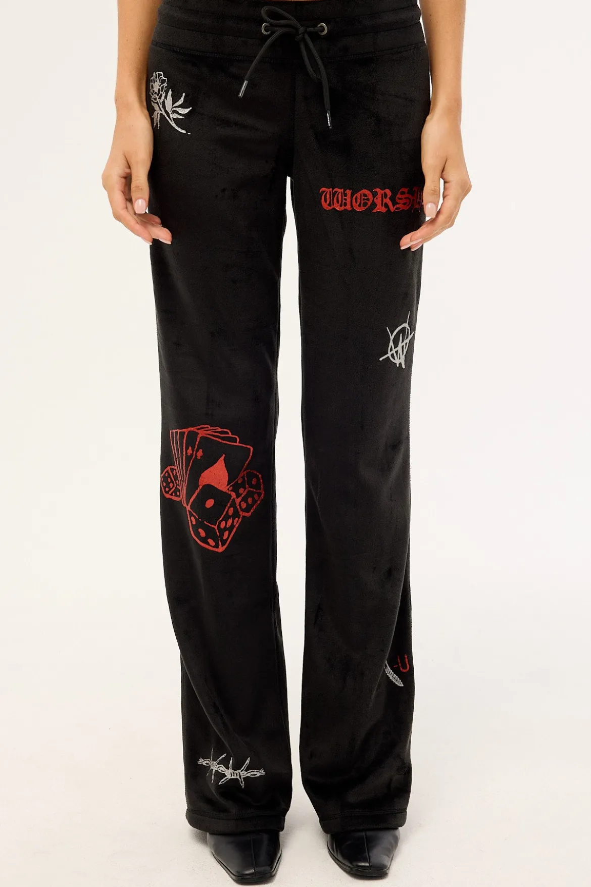 Scratch Velour Tracksuit Pants Black