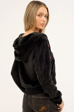 Scratch Velour Zip Thru Hood Black
