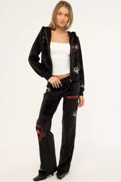 Scratch Velour Zip Thru Hood Black