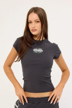 Scrawl Baby Tee Washed Black