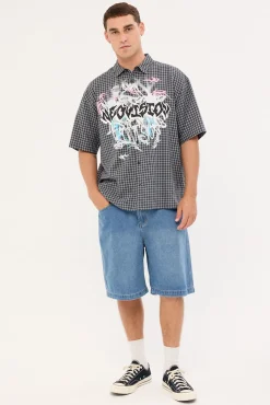 Scrawl Check Oversize Shirt Black/Grey