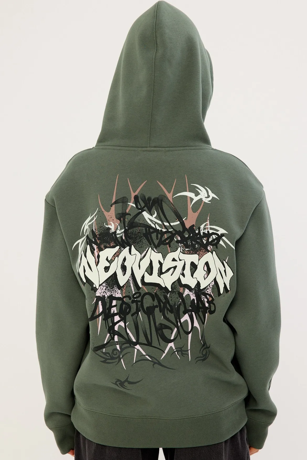 Scrawl Relaxed Hoodie Khaki Green
