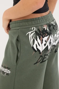 Scrawl Straight Leg TrackPant Khaki Green