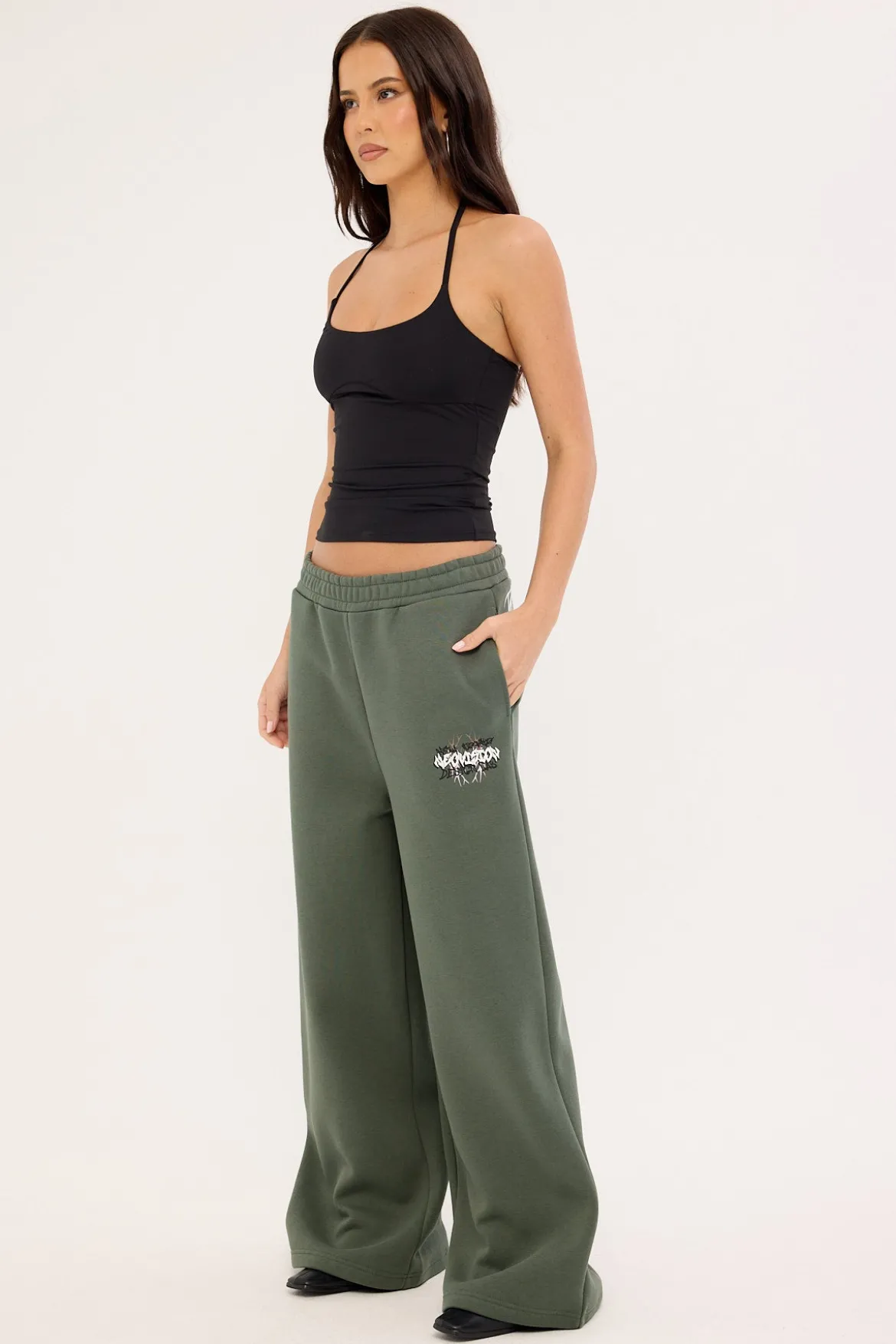 Scrawl Straight Leg TrackPant Khaki Green