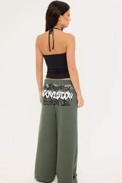 Scrawl Straight Leg TrackPant Khaki Green