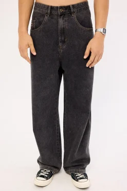 Script Baggy Bull Denim Pant Washed Black