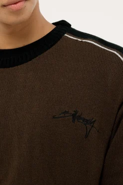 Script Knit Sweater Chocolate Brown