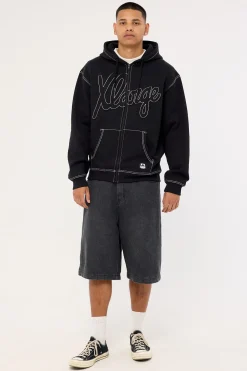 Script Zip Thru Hood Black