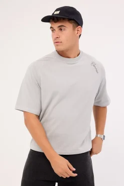 Scripted Heavyweight Cropped Tee Ice Grey