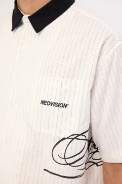 Scripture Oversize Cropped Shirt White Pinstripe