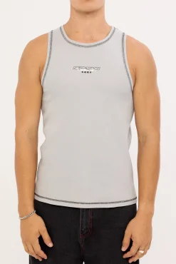 Section Restricted Singlet Tank Ice Grey
