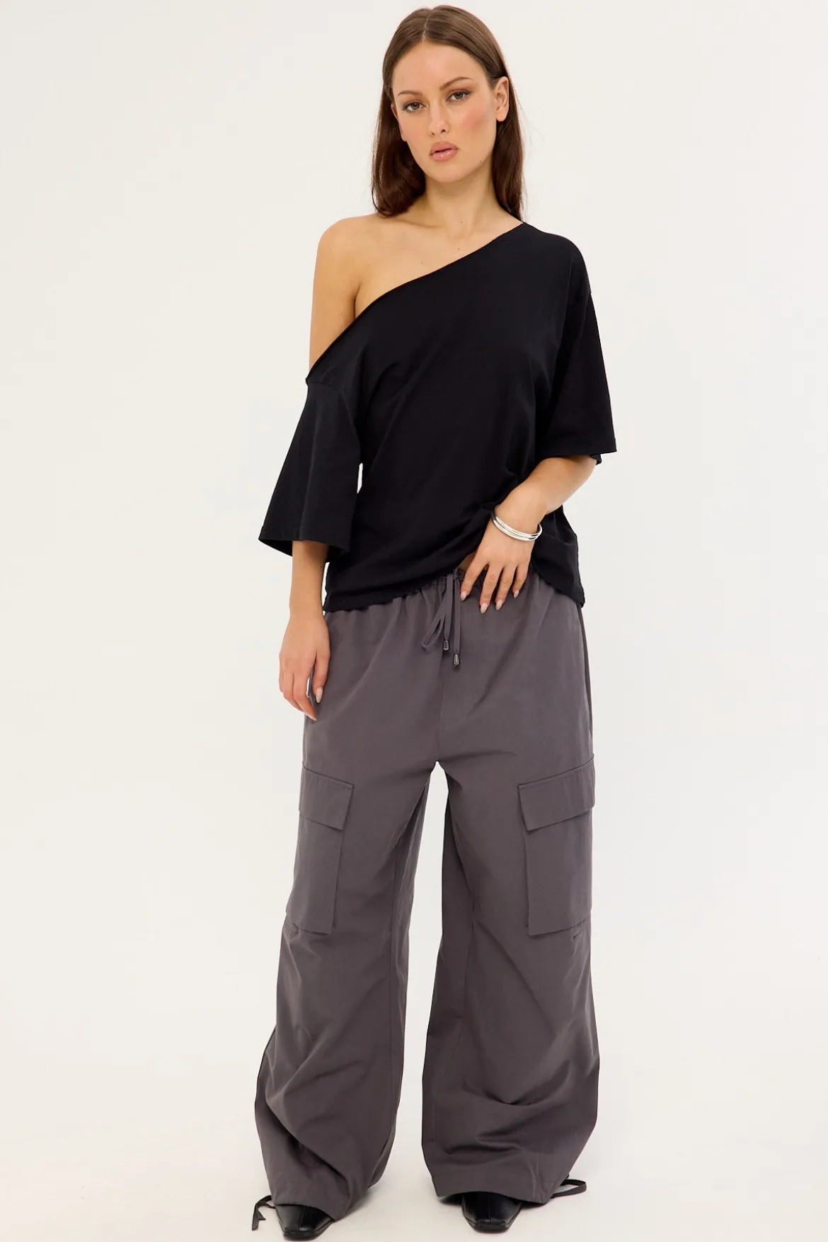 Sector Wide Leg Cargo Pant Charcoal
