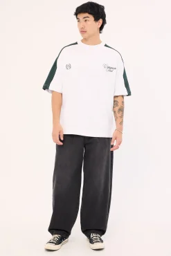 Segment Cropped Loopback Easy Tee White