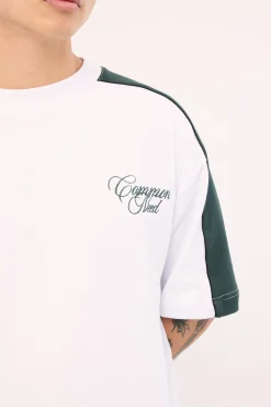 Segment Cropped Loopback Easy Tee White