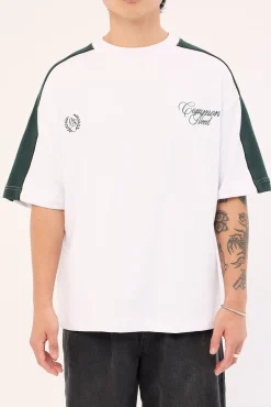 Segment Cropped Loopback Easy Tee White