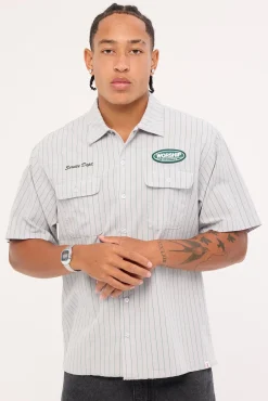 Service Stripe Short Sleeve Workshirt Lunar Grey