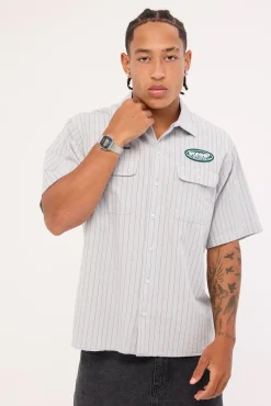 Service Stripe Short Sleeve Workshirt Lunar Grey