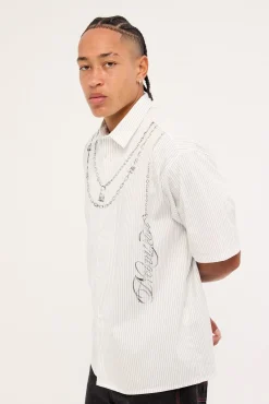 Shackle Oversize Shirt White/Black Stripe