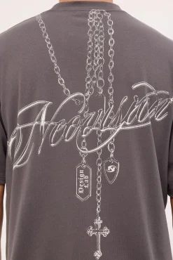 Shackle Street Super Heavy Tee Acid Washed Black